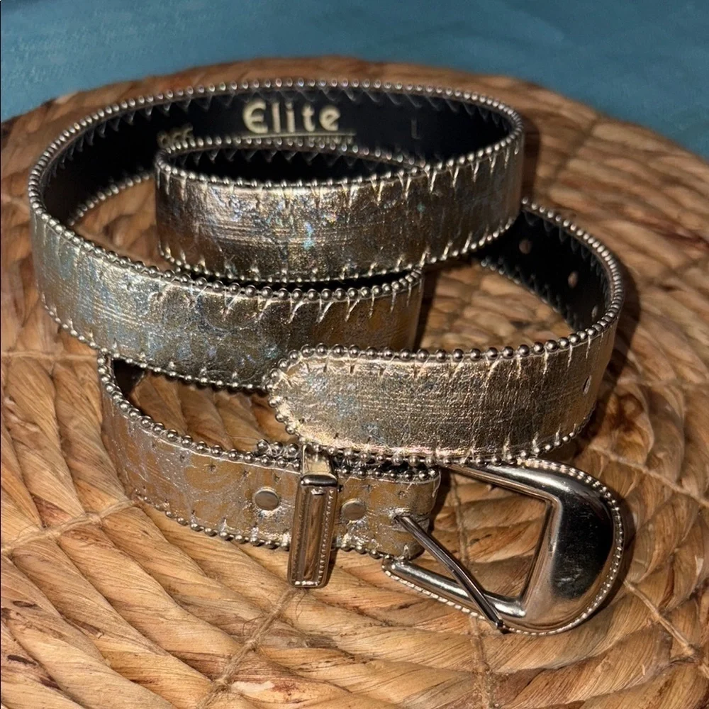 Vintage Elite Metallic Gold and Silver Women's Belt L